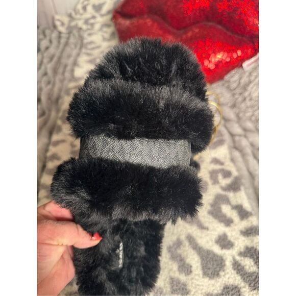 Michael kors faux fur sandals/slippers slides sz 10 - Picture 4 of 6